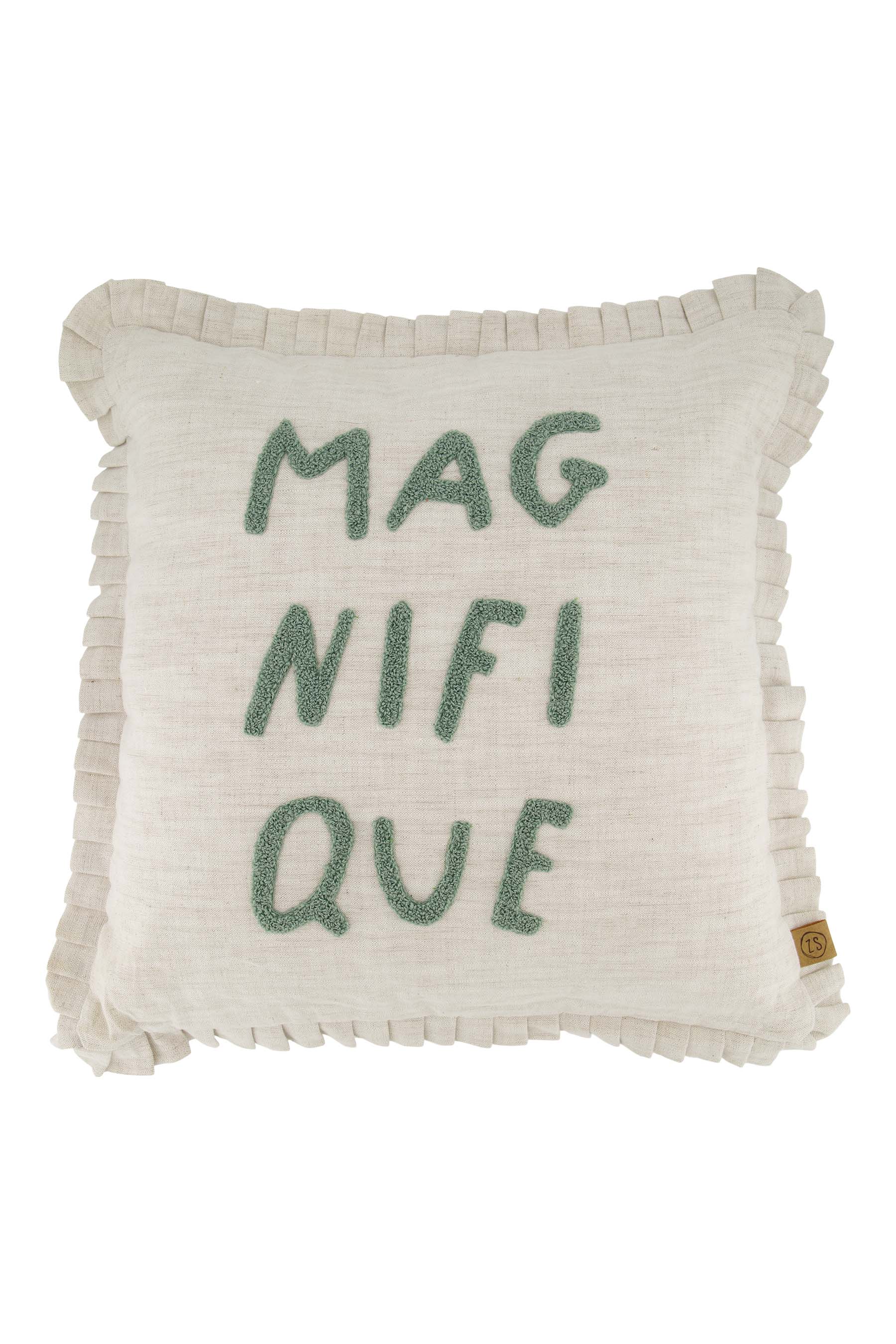 kussen ruffle magnifique 45x45cm peper en zout/grijsblauw
