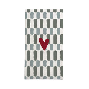 servetten rechthoek hartje grijsblauw/rood