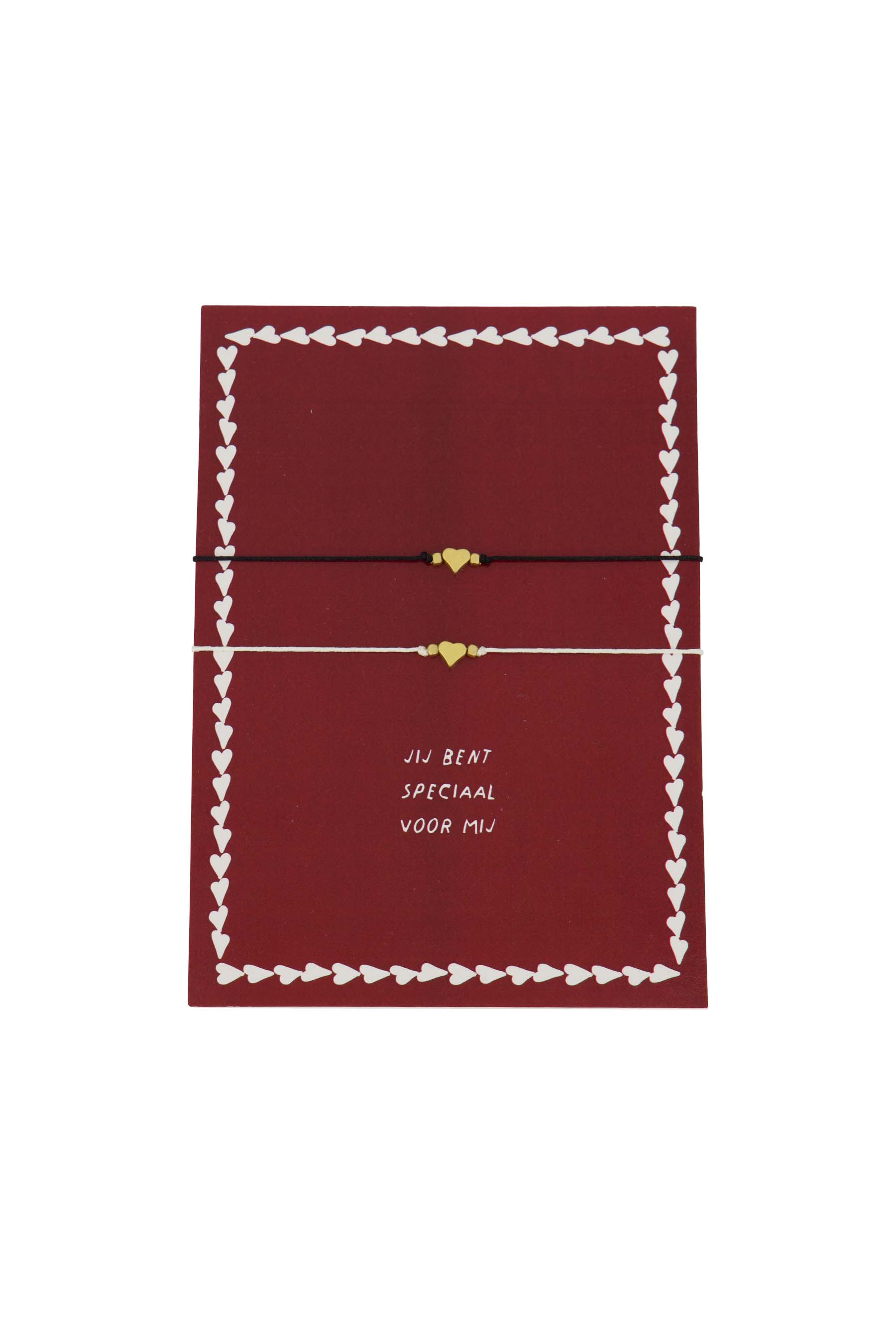 ansichtkaart vriendschapsarmbandjes rood/zwart/goud
