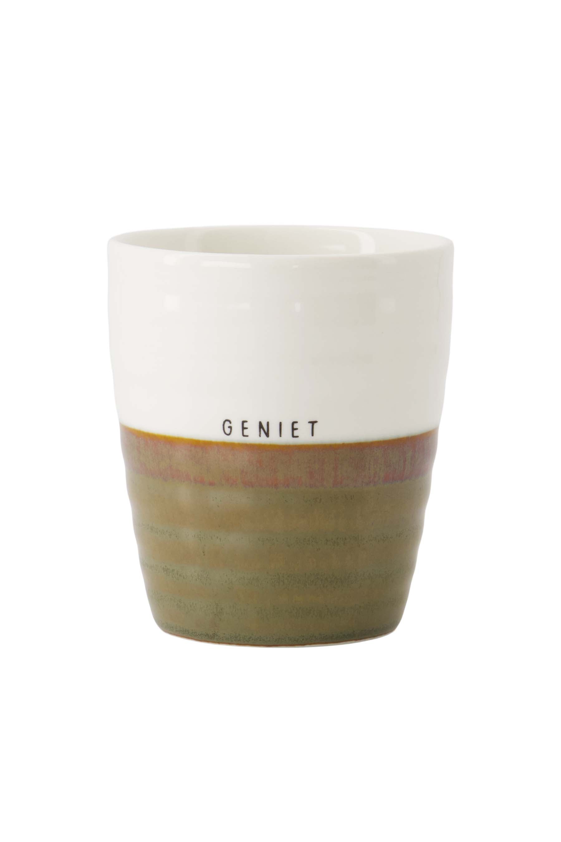 koffiemok geniet wit/donkergroen