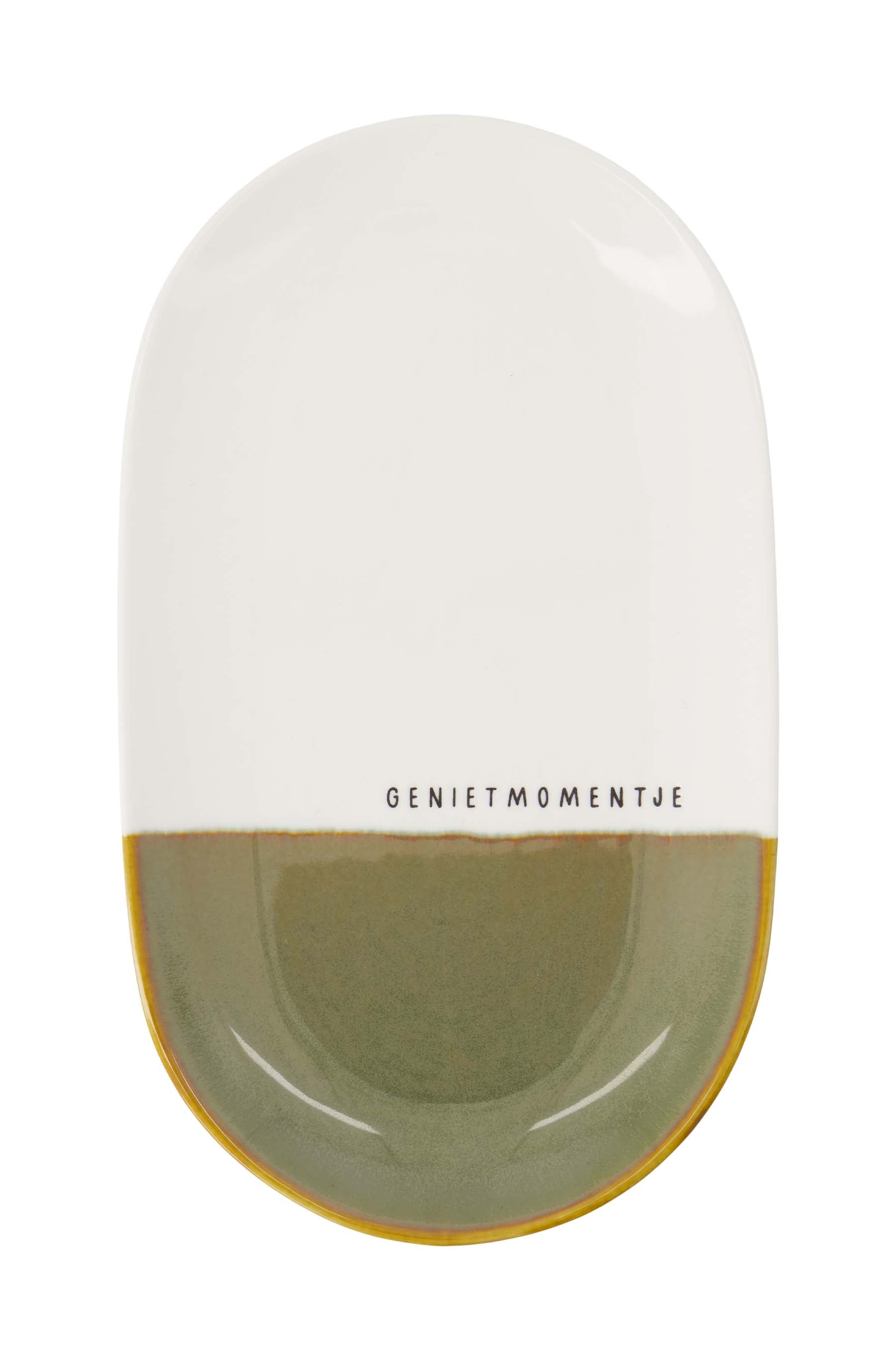 serveerschaal genietmomentje wit/donkergroen