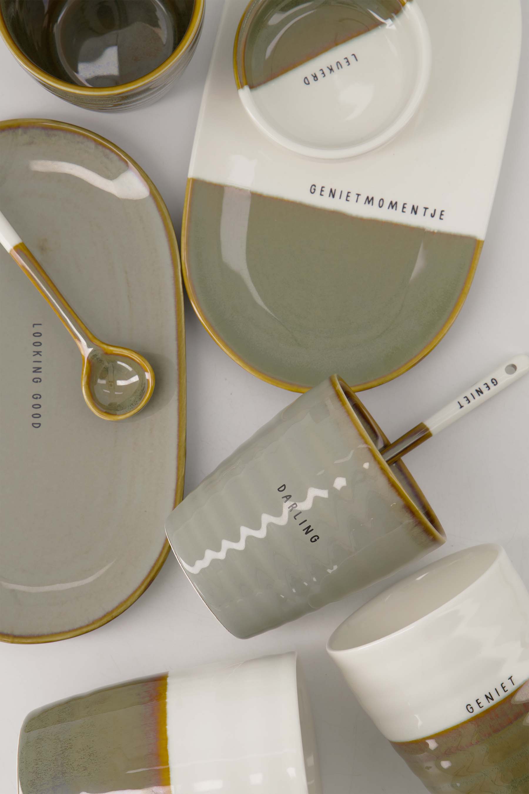 lepeltje keramiek kusss wit/donkergroen