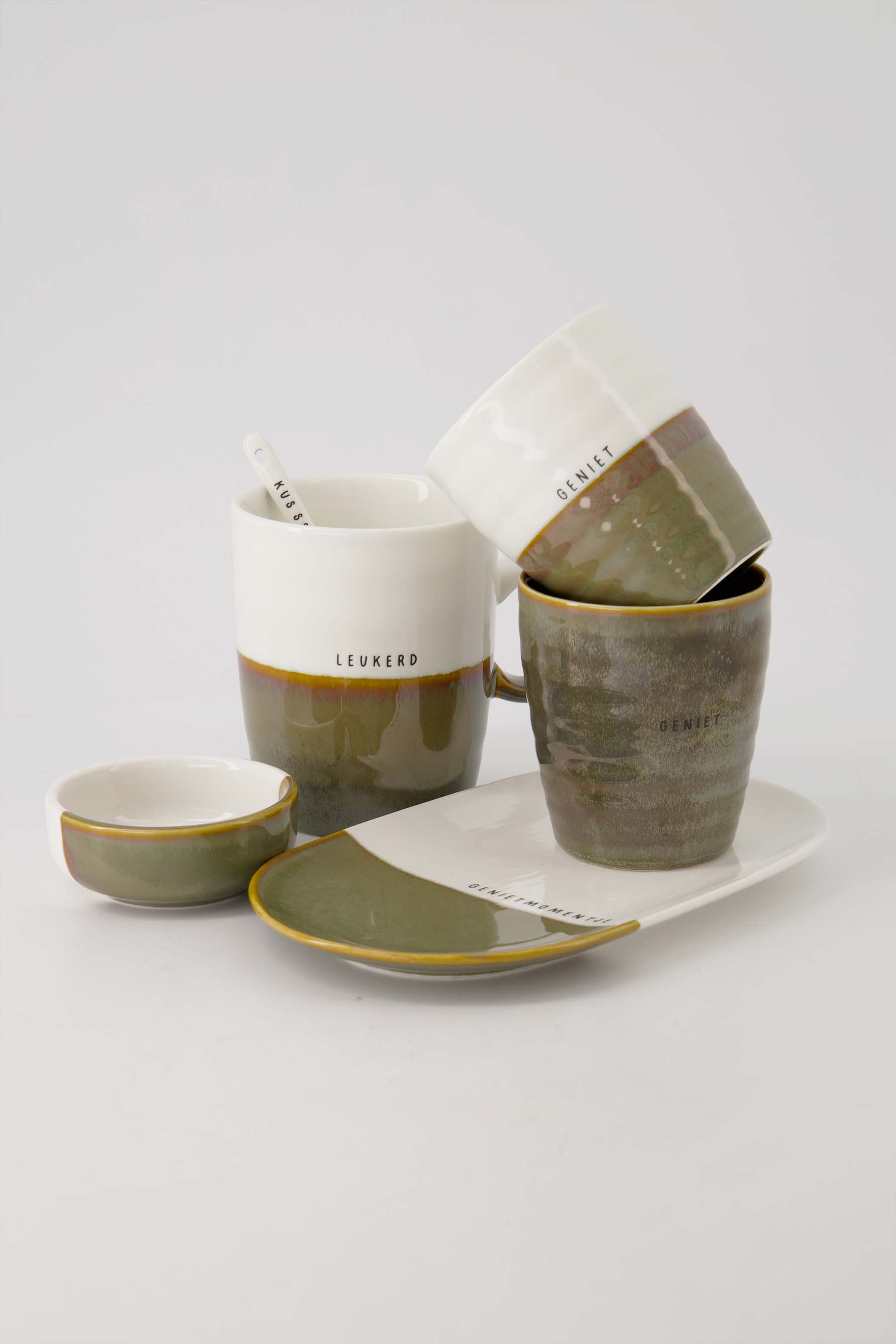 serveerschaal genietmomentje wit/donkergroen