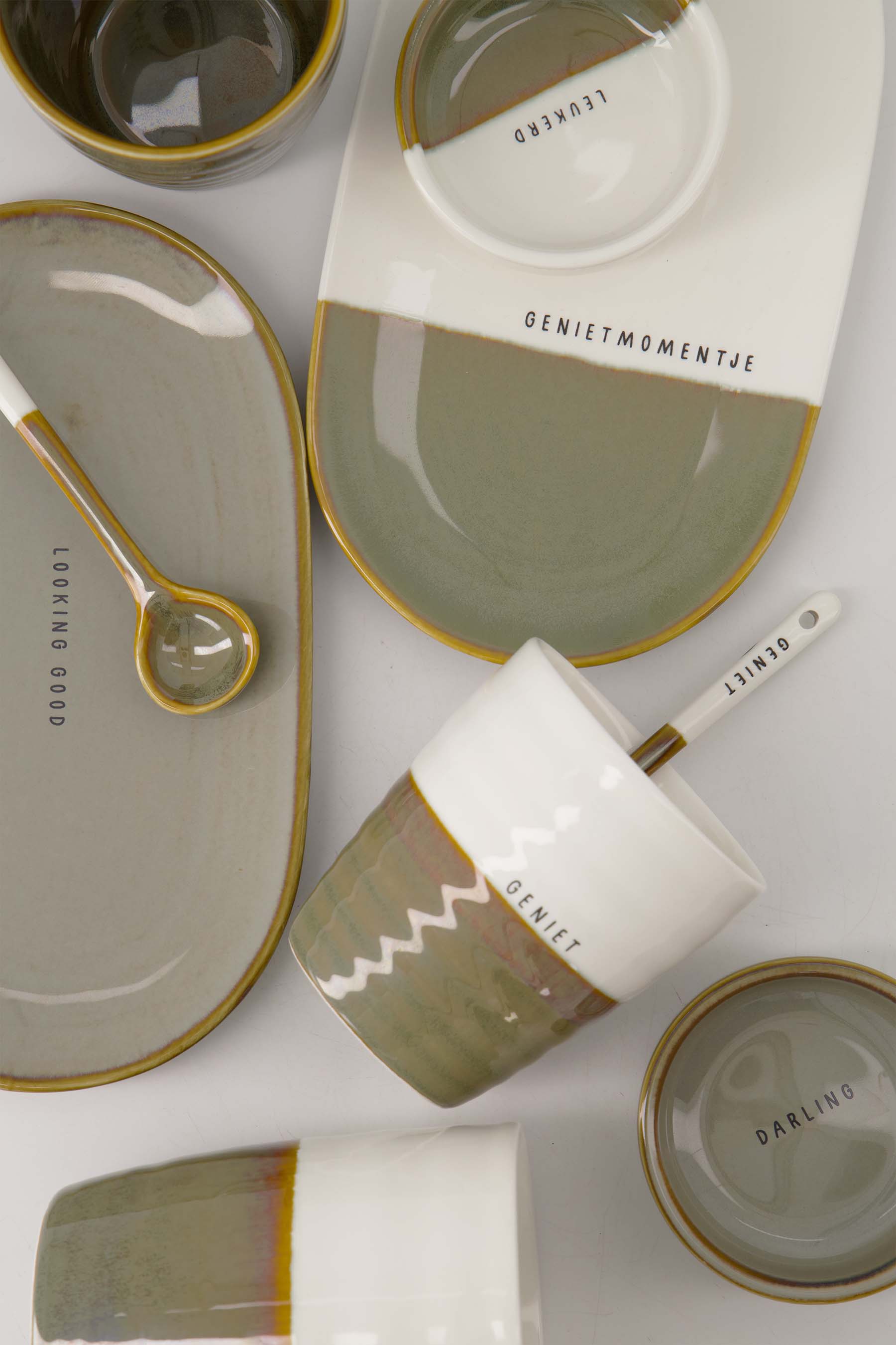 koffiemok geniet wit/donkergroen