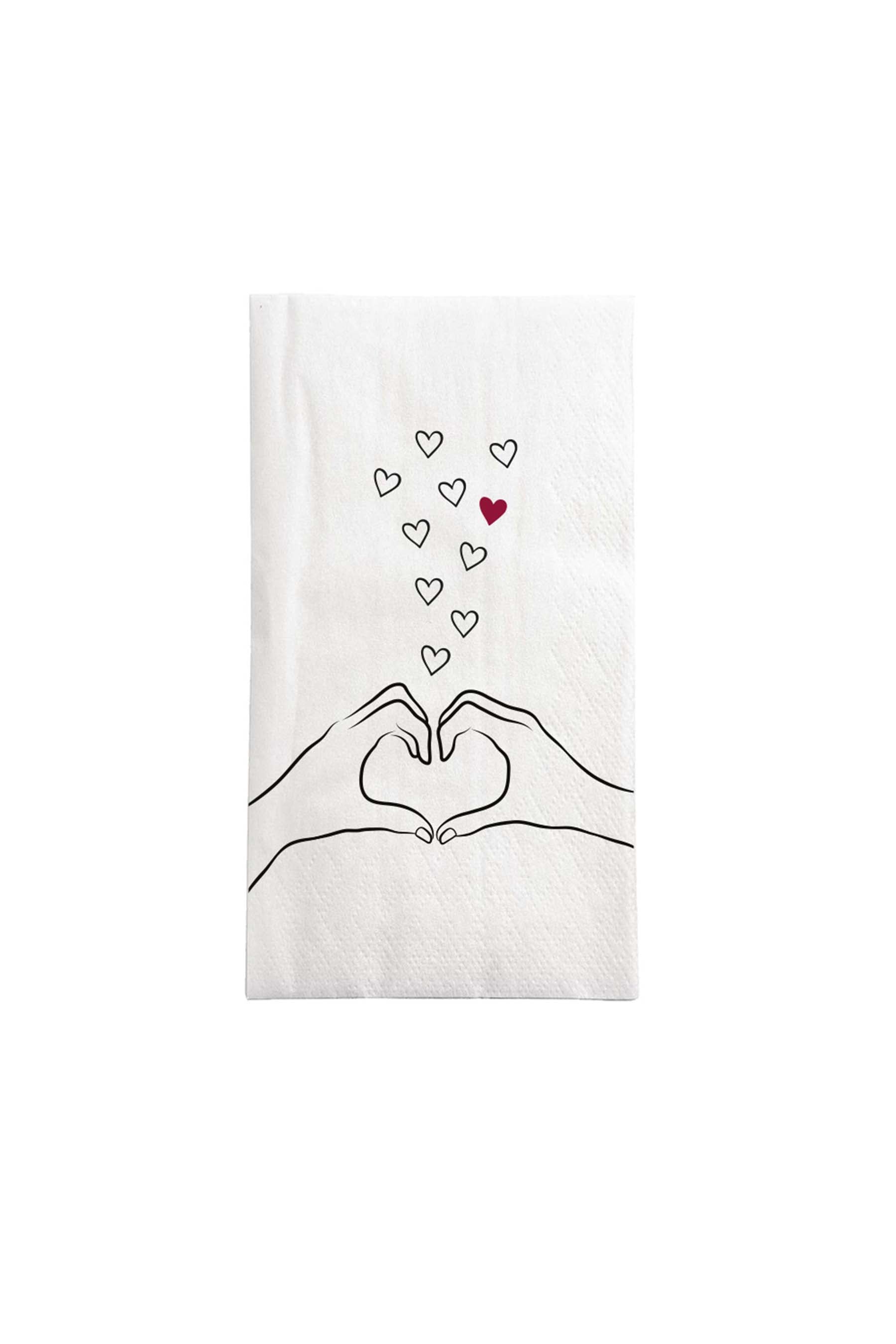 servetten rechthoek hartjes wit/zwart/port