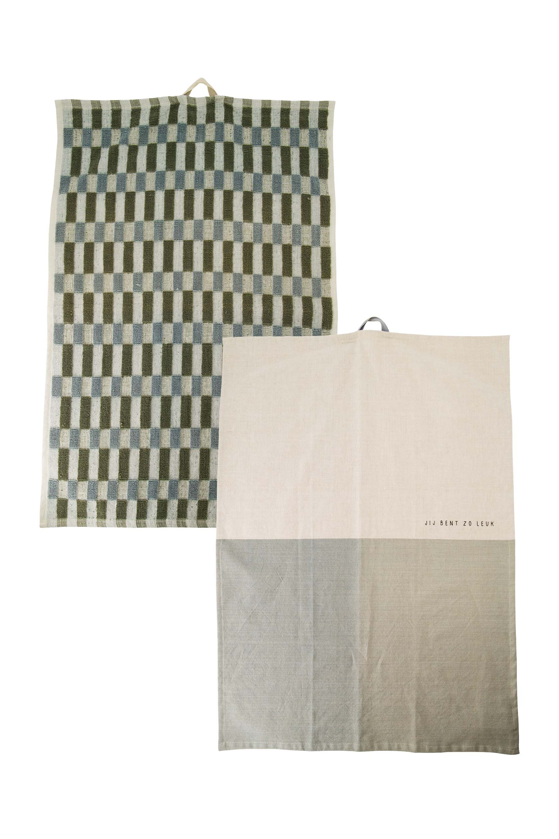 keukenset jij bent zo leuk grafisch patroon zand/grijs/groen