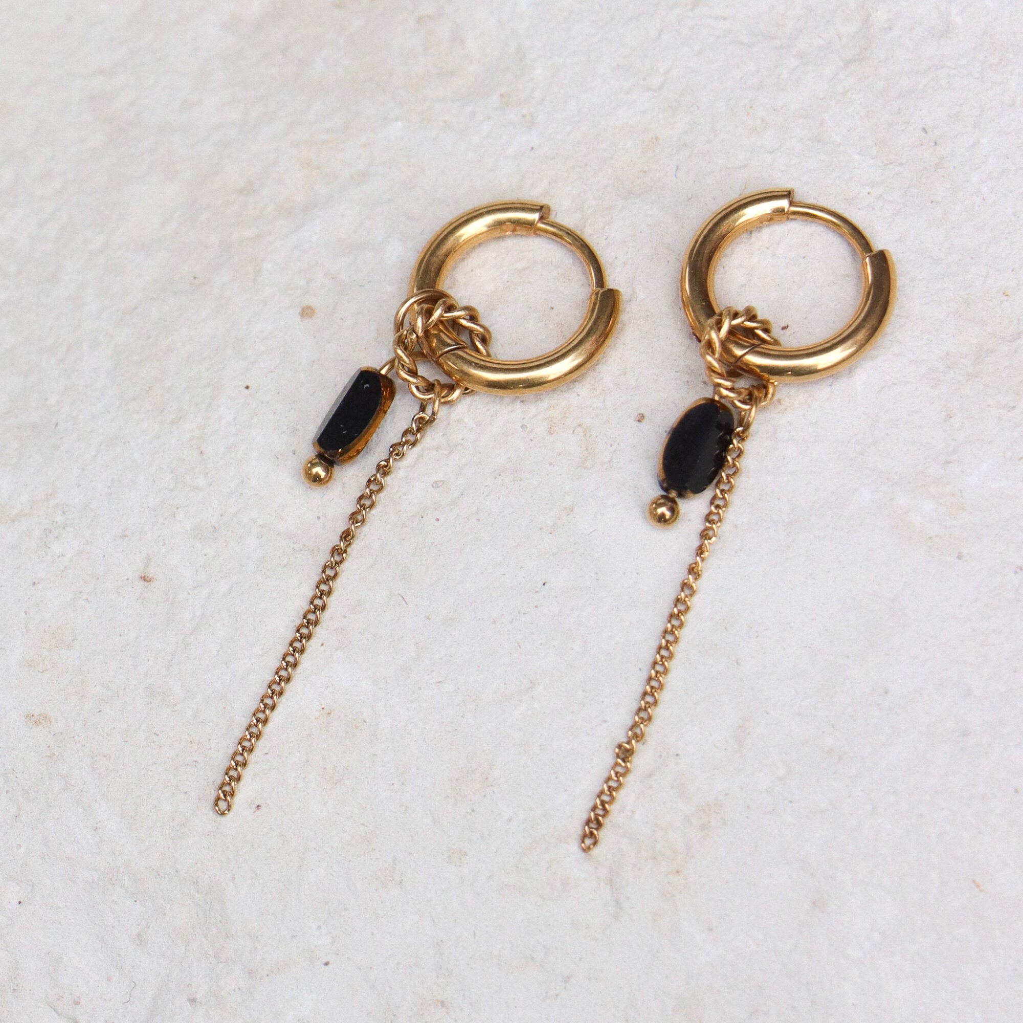Chain noir hoop gold