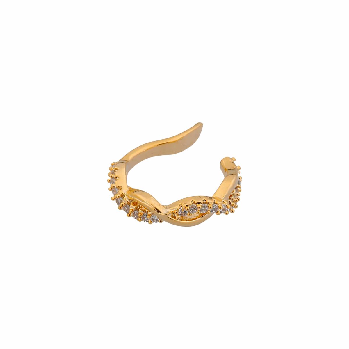 Single twisted shiny ear cuff gold
