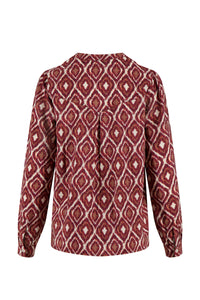 blouse met ikat print zand/roodbruin