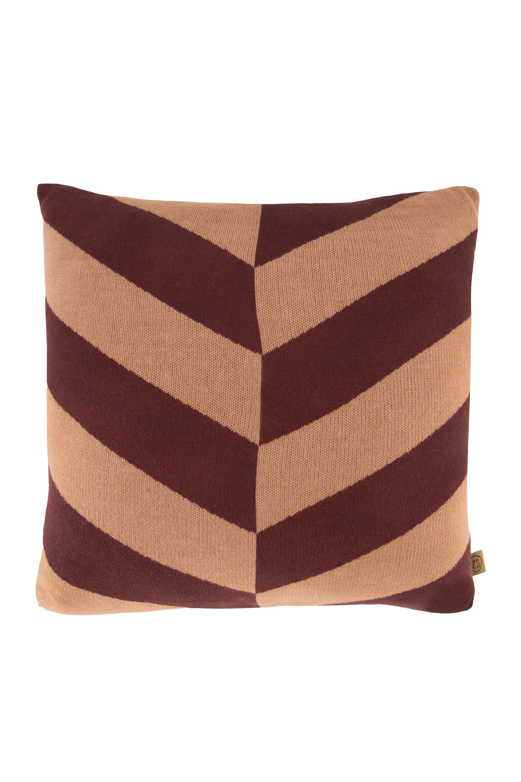 fijn gebreid kussen 45x45cm roestbruin/oud roze