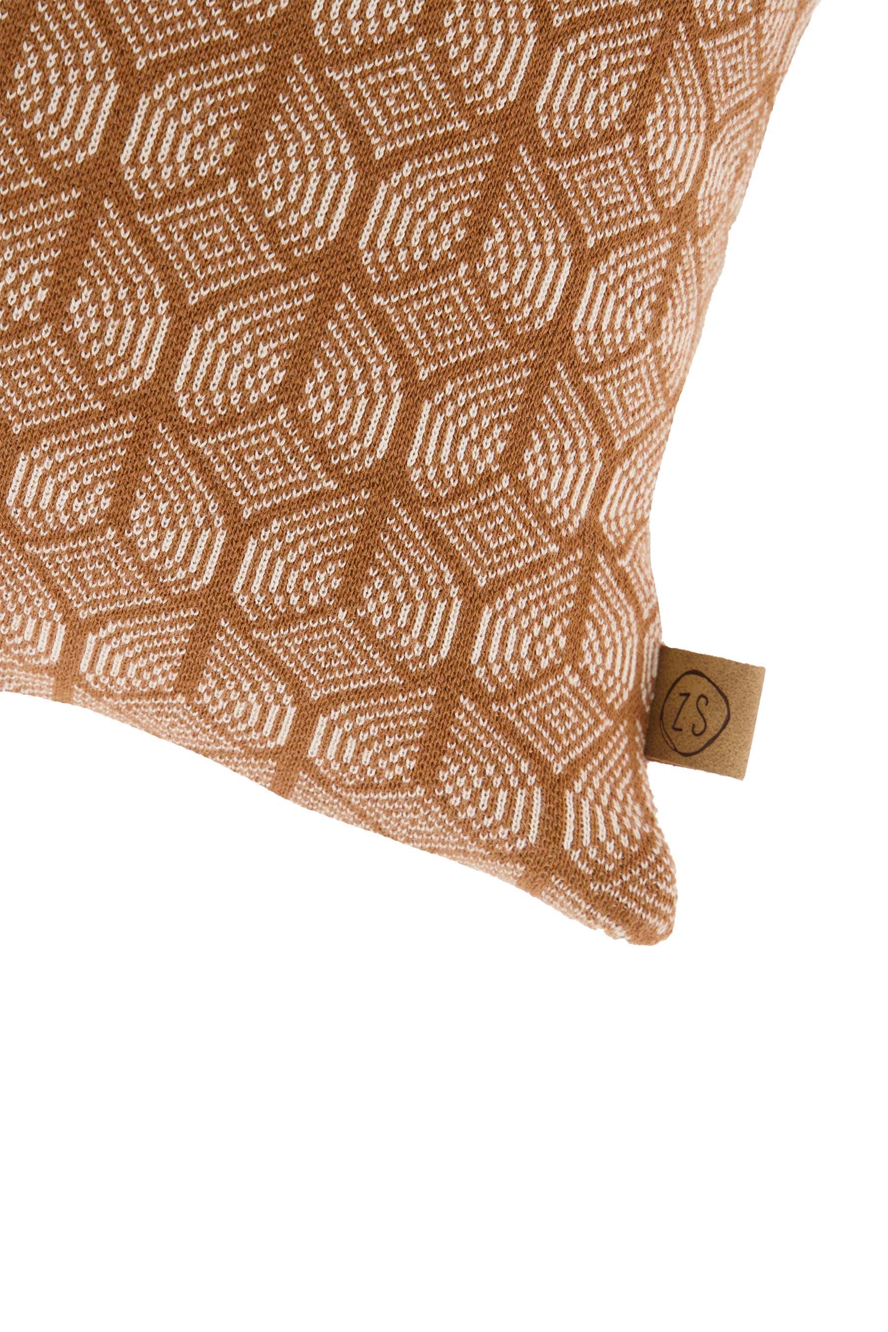 geweven kussen lijnenprint 60x30cm roestbruin/oud roze
