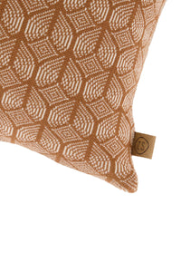 geweven kussen lijnenprint 60x30cm roestbruin/oud roze