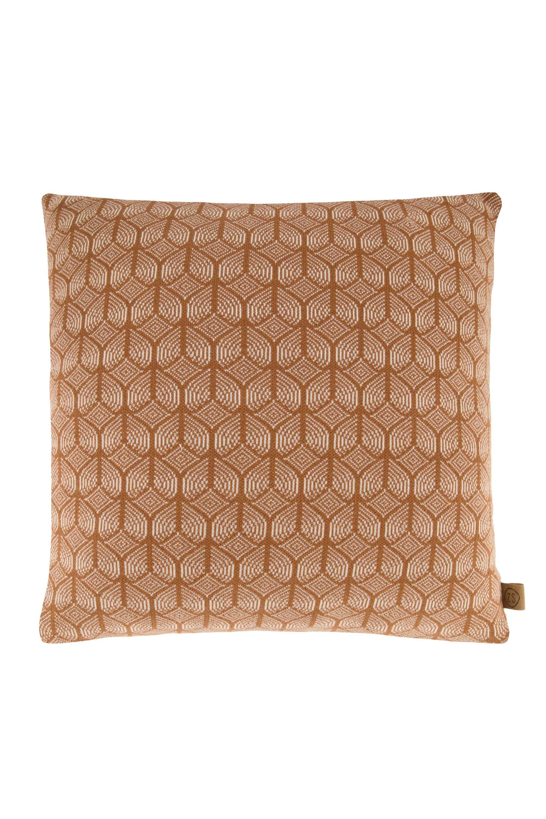 geweven kussen lijnenprint 60x30cm roestbruin/oud roze