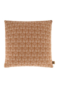 geweven kussen lijnenprint 60x30cm roestbruin/oud roze