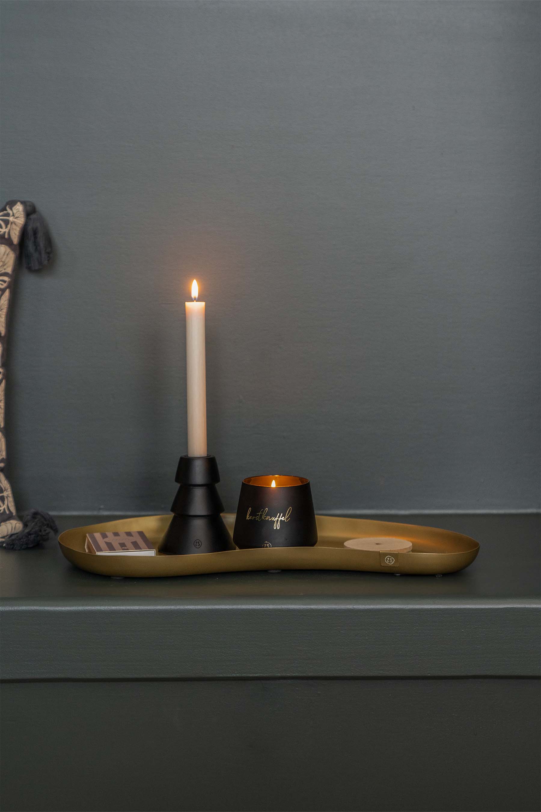 geurkaars in glas frisse peer kerstknuffel zwart