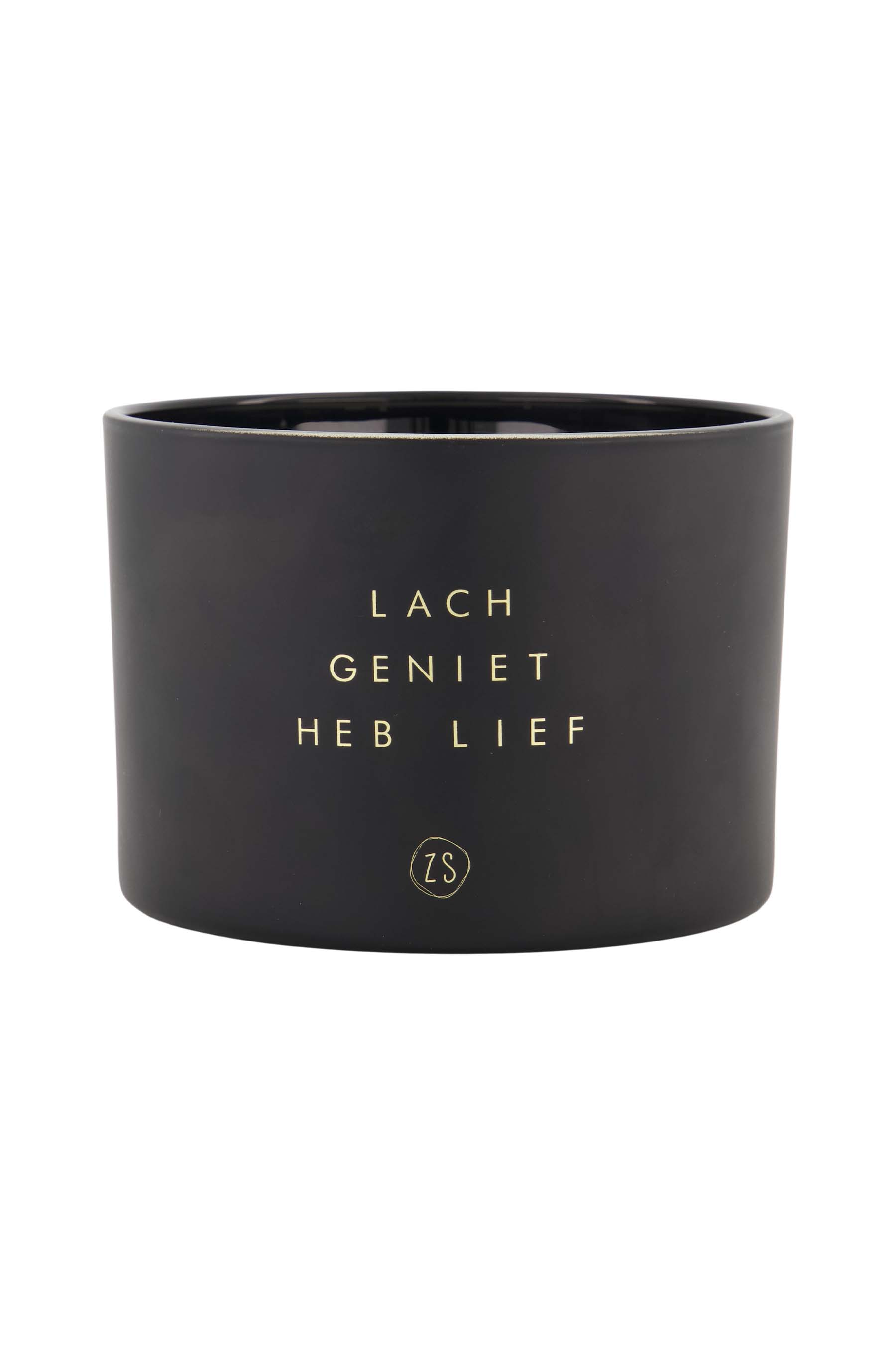 geurkaars in glas linnen heb lief zwart