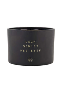 geurkaars in glas linnen heb lief zwart