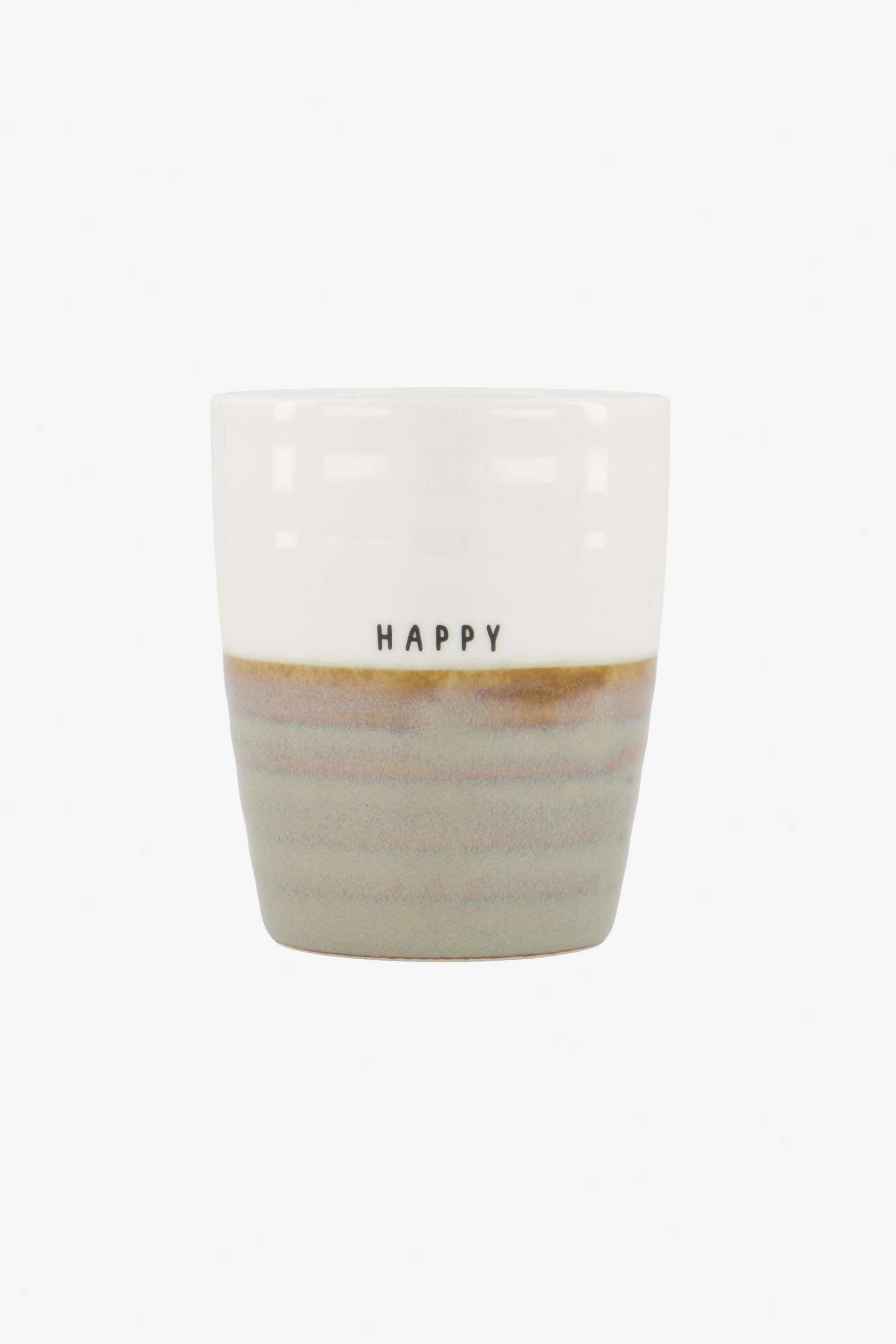 koffiemok happy wit/zand