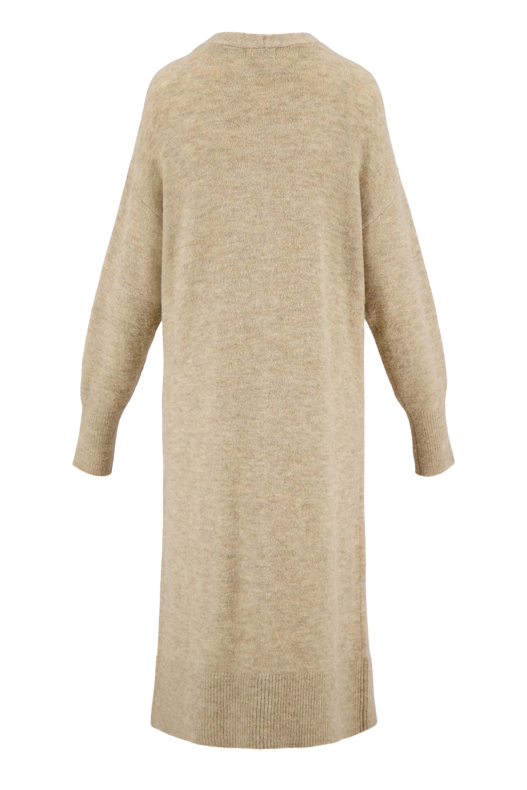 lang gebreid vest zand