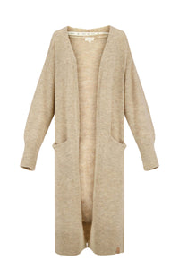 lang gebreid vest zand