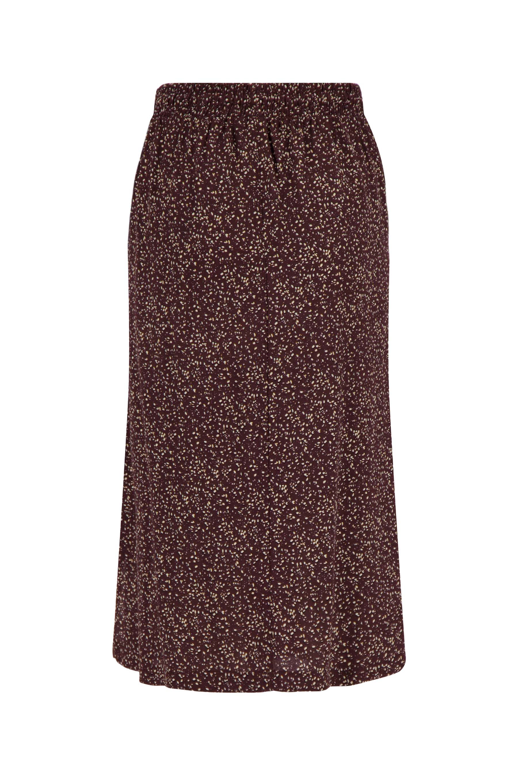 lange rok met print chocoladebruin