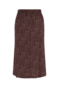lange rok met print chocoladebruin