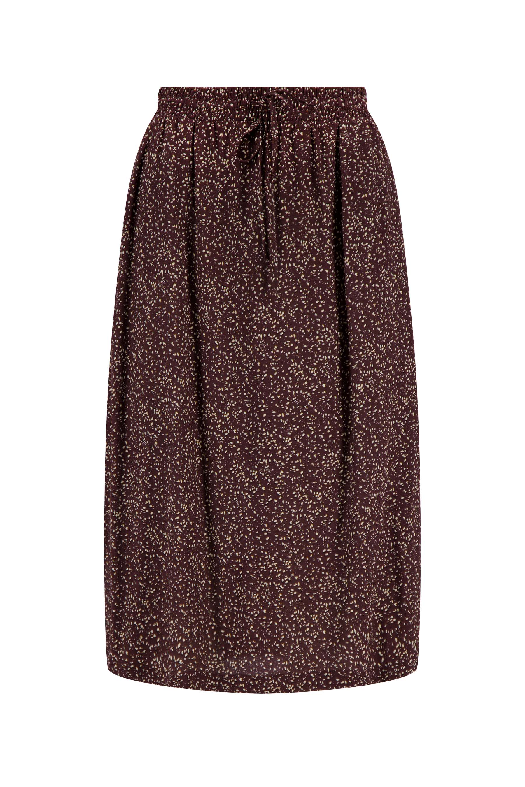 lange rok met print chocoladebruin