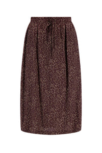 lange rok met print chocoladebruin