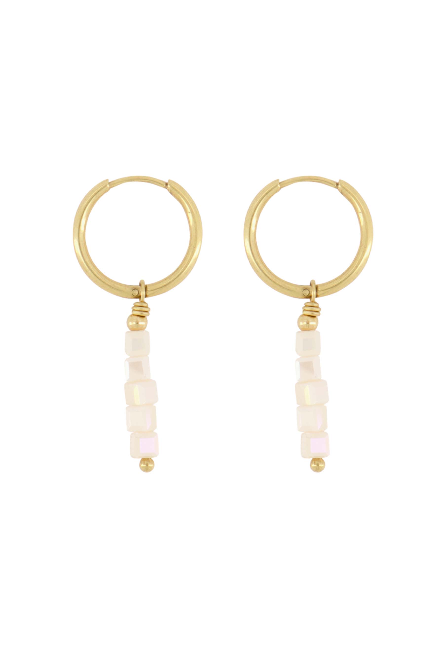 oorbel met steentjes off white