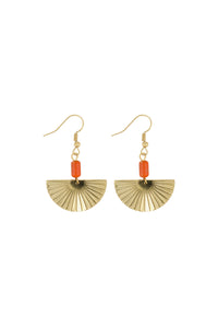 oorhangers met halve zon koraalroze/goud