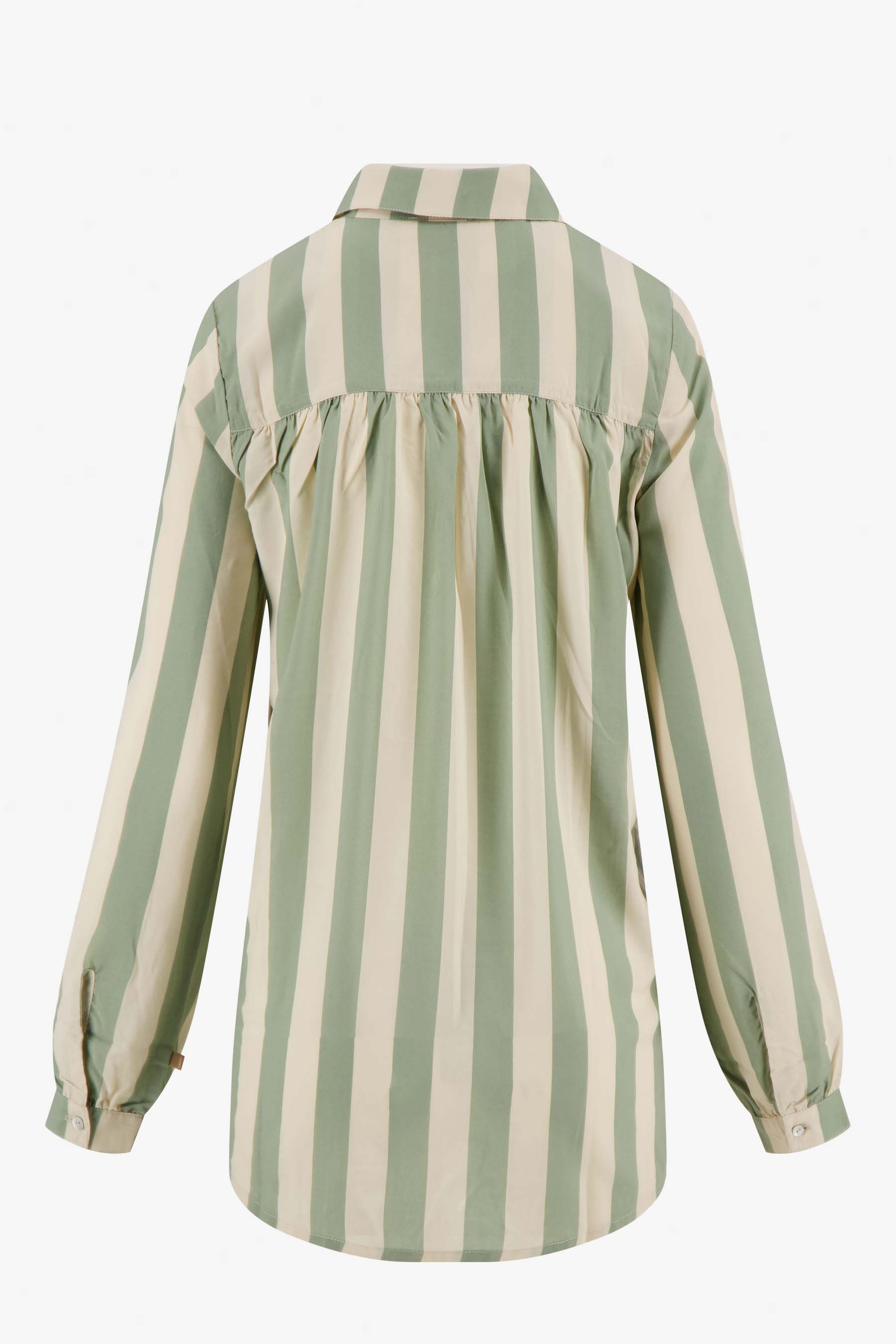 oversized blouse met streep saliegroen/ecru