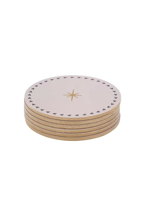 set van 6 onderzetters rond zand