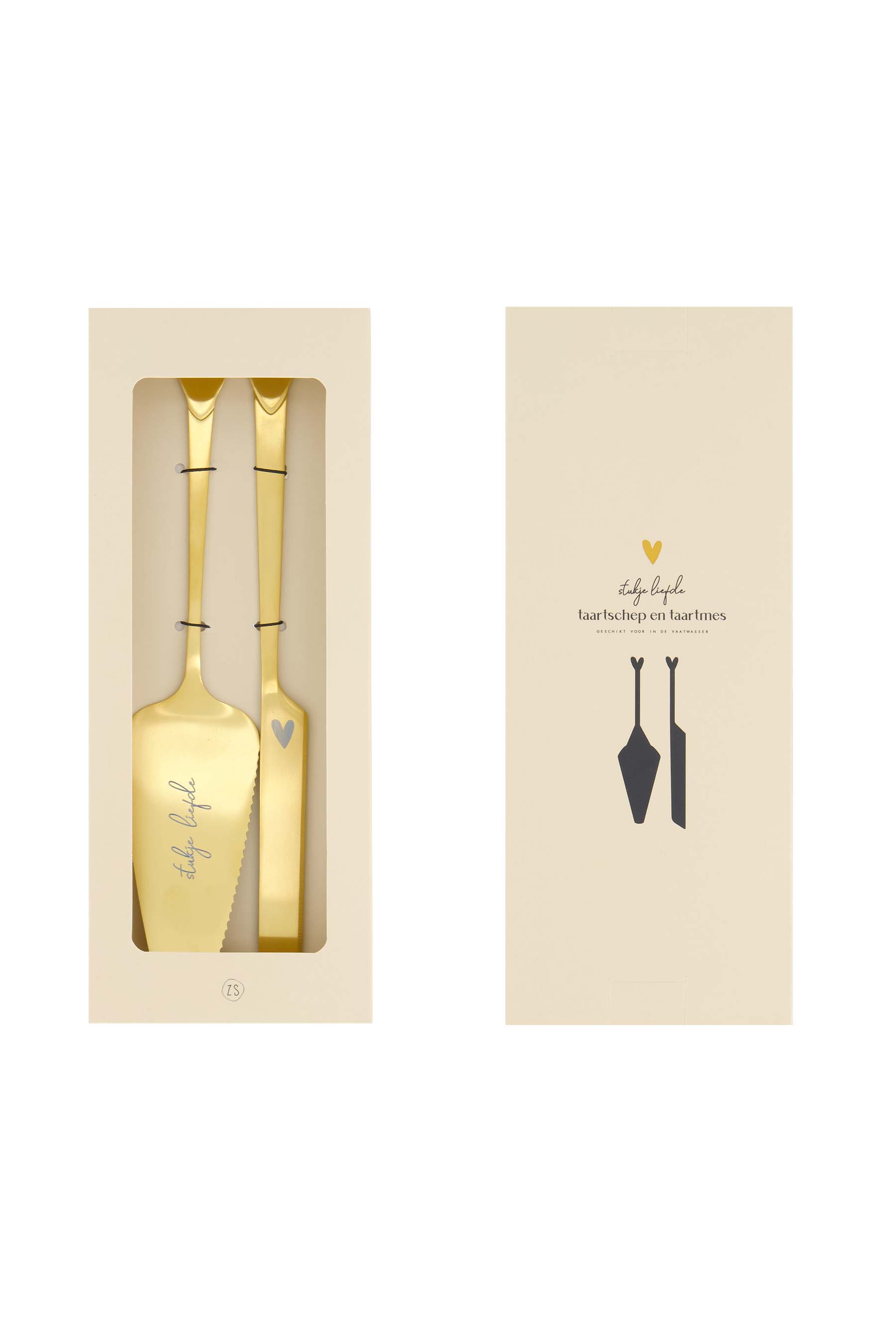 taartschep en taartmes set goud