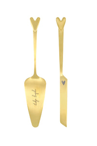 taartschep en taartmes set goud
