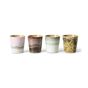 70s ceramics: coffee mugs serendipity, set of 4