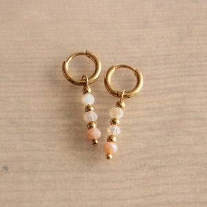 Stainless steel earrings with facets - nude