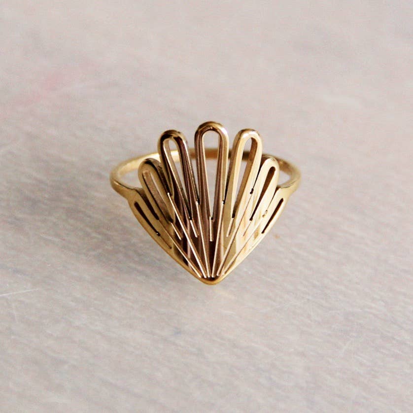 Stainless steel statement SHELL ring - gold
