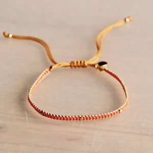 Weaving bracelet with 1 block – orange/goldplated