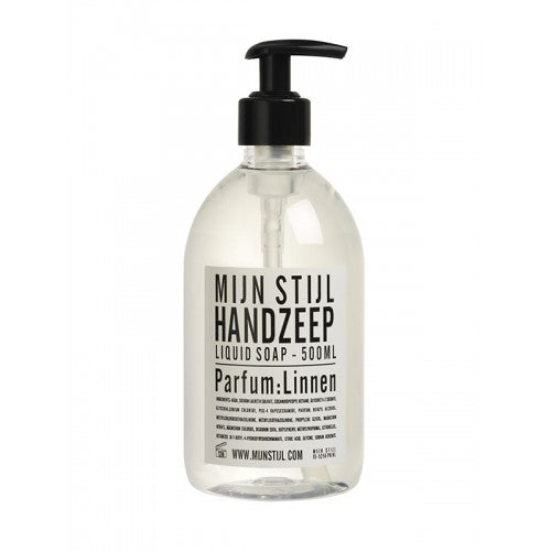 Handzeep parfum linnen 500 ml wit zwart etiket