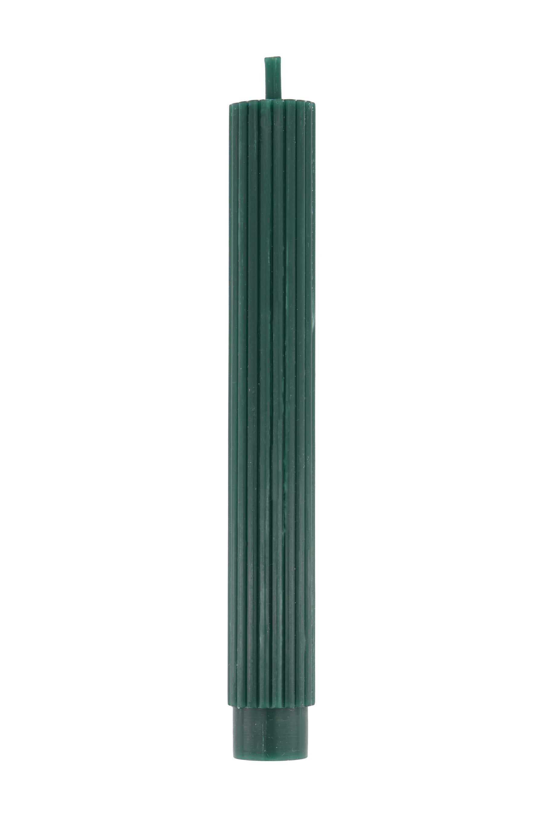2 geribbelde kaarsen 20cm diepgroen