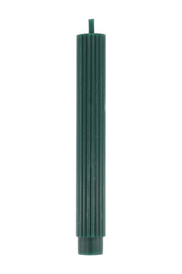 2 geribbelde kaarsen 20cm diepgroen