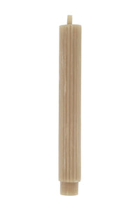 2 geribbelde kaarsen 20cm kaki