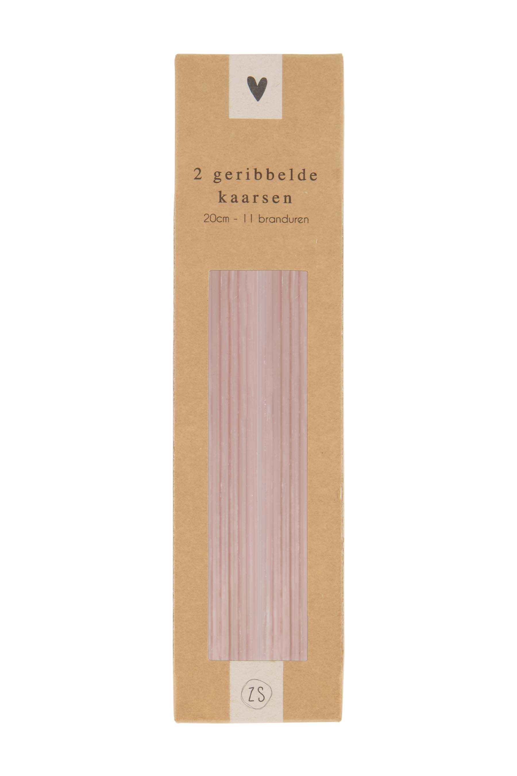 2 geribbelde kaarsen 20cm leem