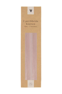2 geribbelde kaarsen 20cm leem