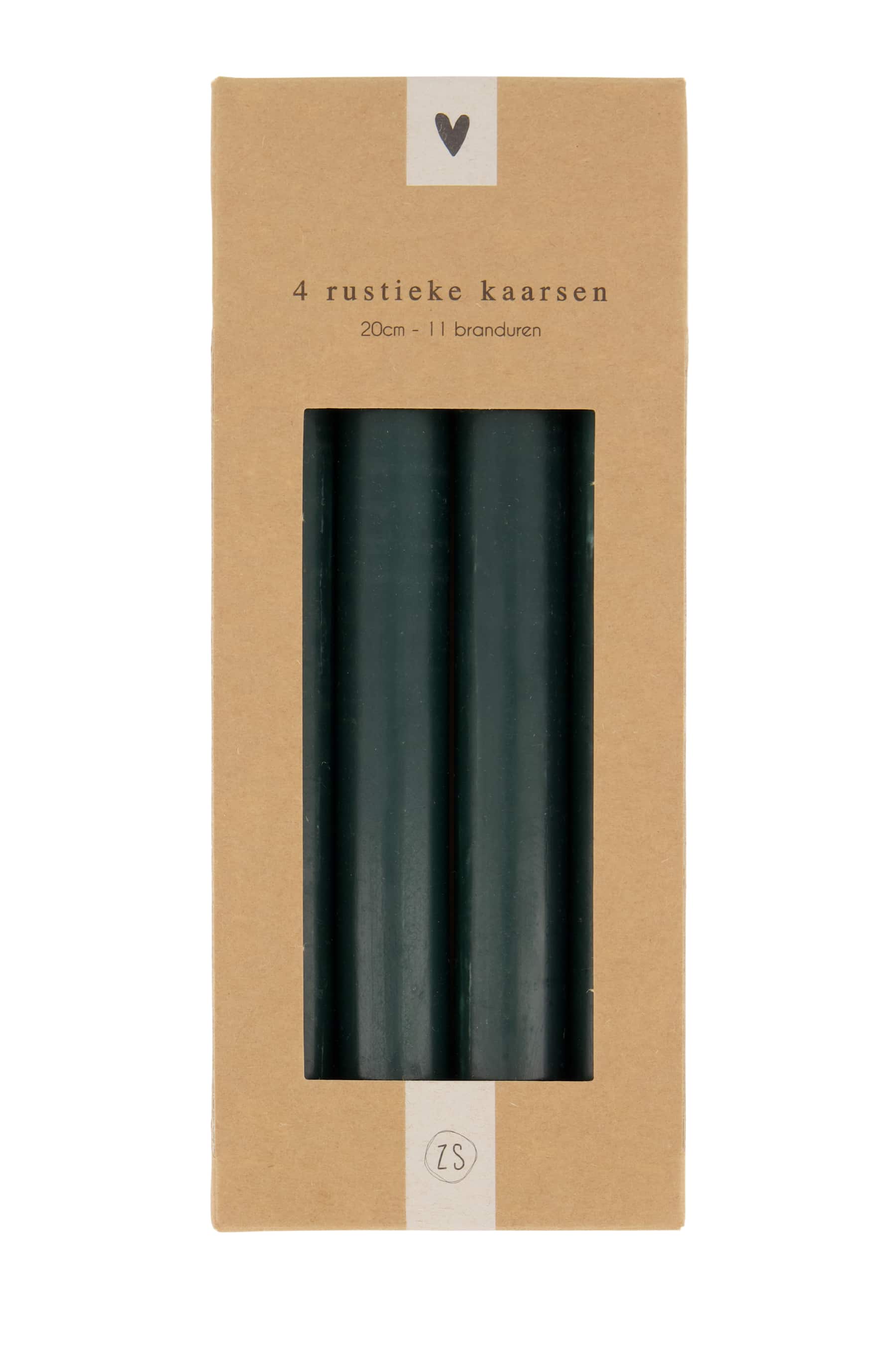 4 rustieke kaarsen 20cm diepgroen