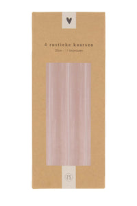 4 rustieke kaarsen 20cm leem