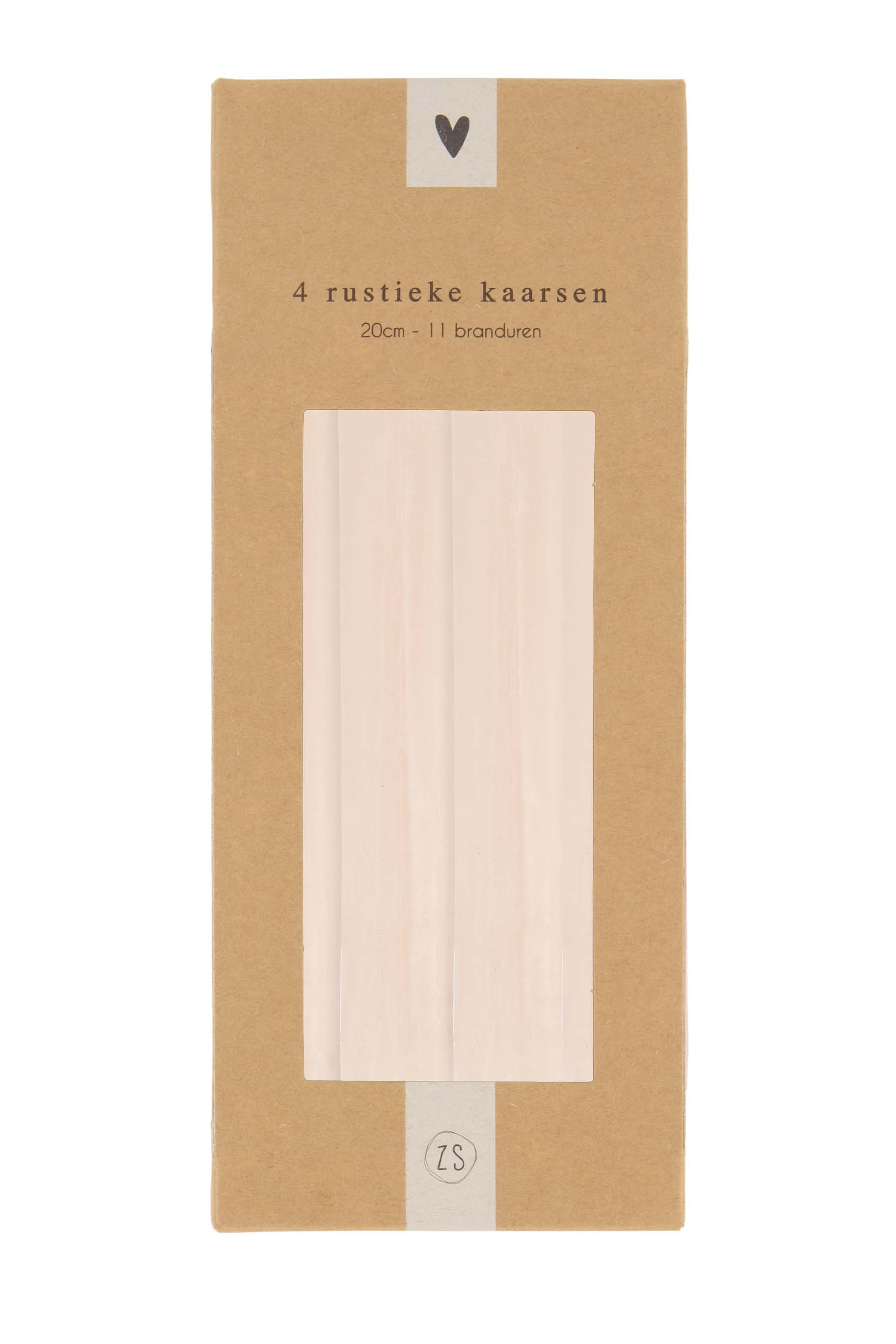 4 rustieke kaarsen 20cm poederroze