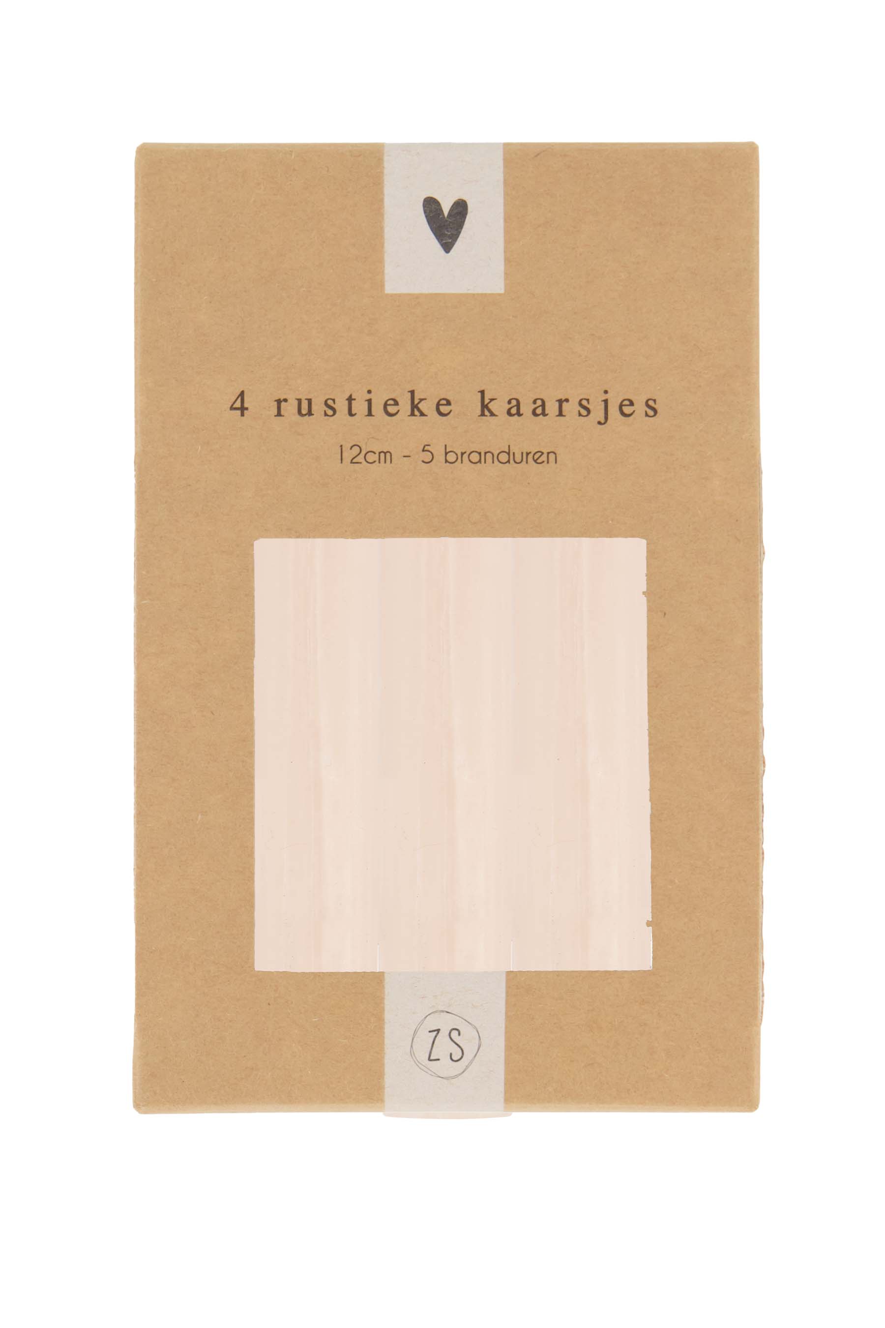 4 rustieke kaarsjes 12cm poederroze