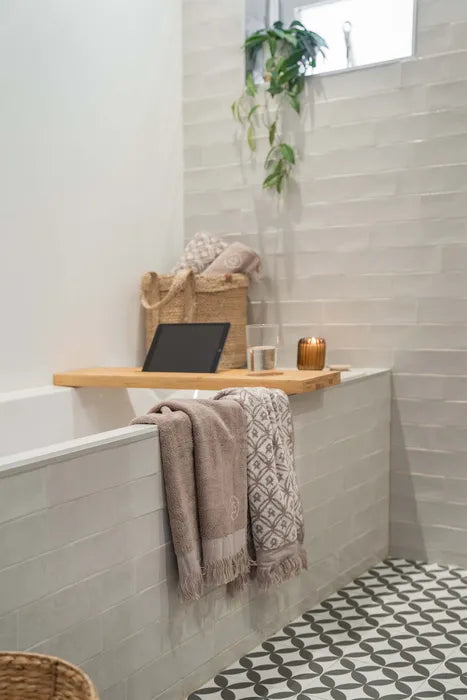 badhandoek vergeet niet te genieten 60x115cm leem/off white