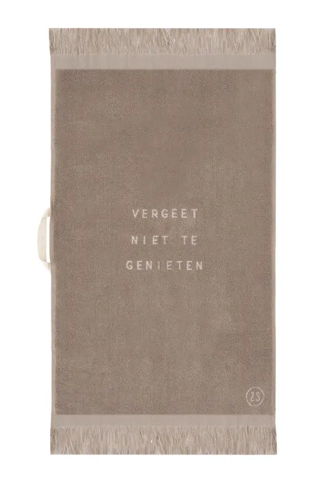 badhandoek vergeet niet te genieten 60x115cm leem/off white